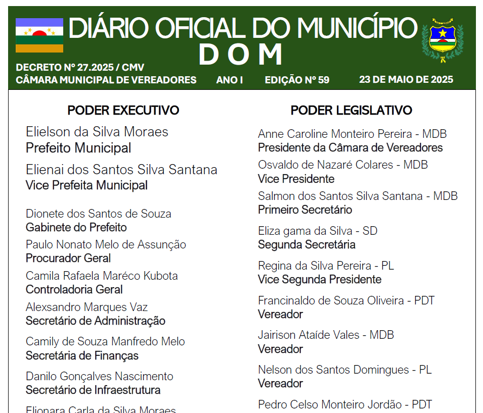 DIÁRIO OFICIAL - EDIÇÃO N° 59 - 23 DE MAIO DE 2025